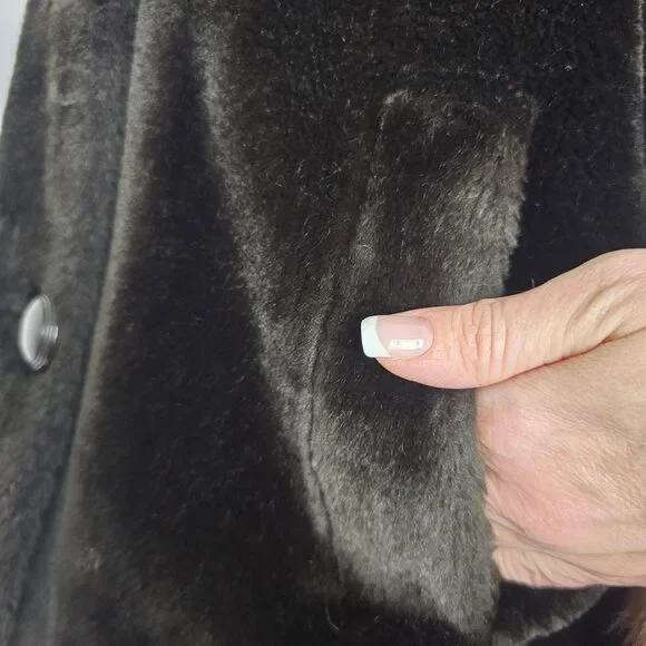 Vintage Benje's Furlook Faux Fur Brown Button Up Jacket Size L/XL - Picture 8 of 11